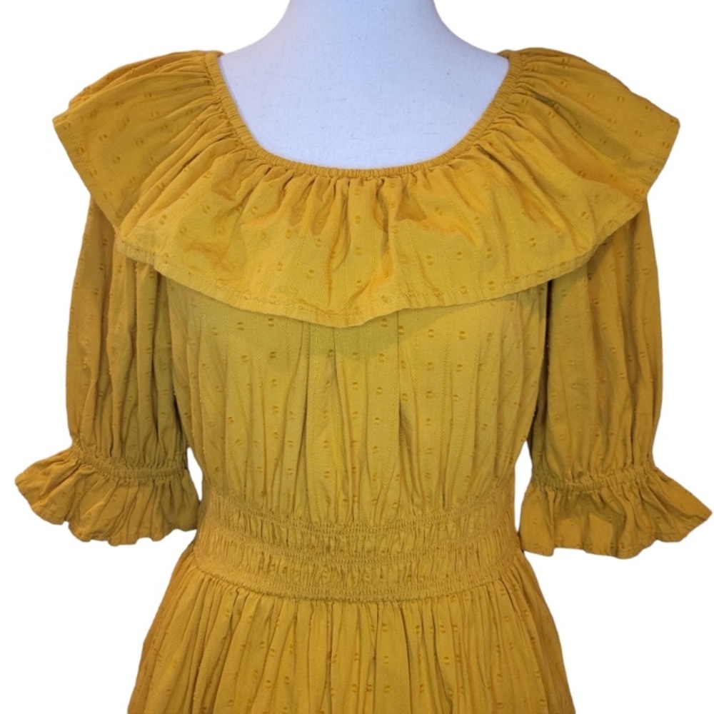 Universal Thread Mustard Ruffled Collar Swiss Dot… - image 4